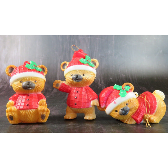 Teddy Bear Ceramic Christmas Ornaments, R.O.C Light Covers Vintage 3” Lot 5 - Picture 12 of 16